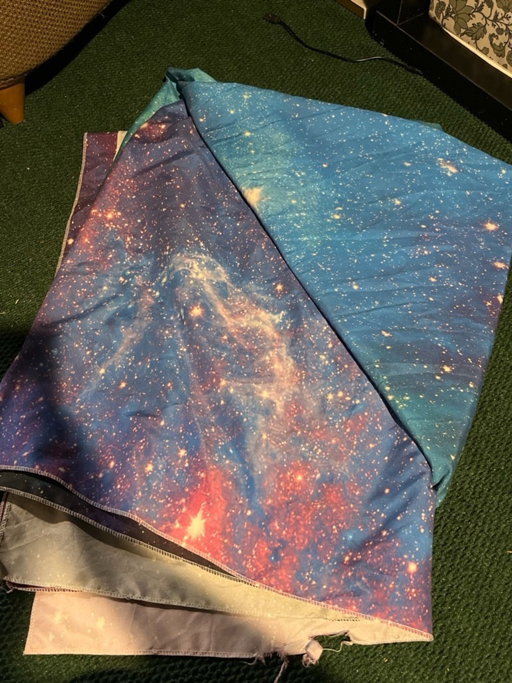 Galaxy Print Kids Tapestries - Blue/Purple Space Design